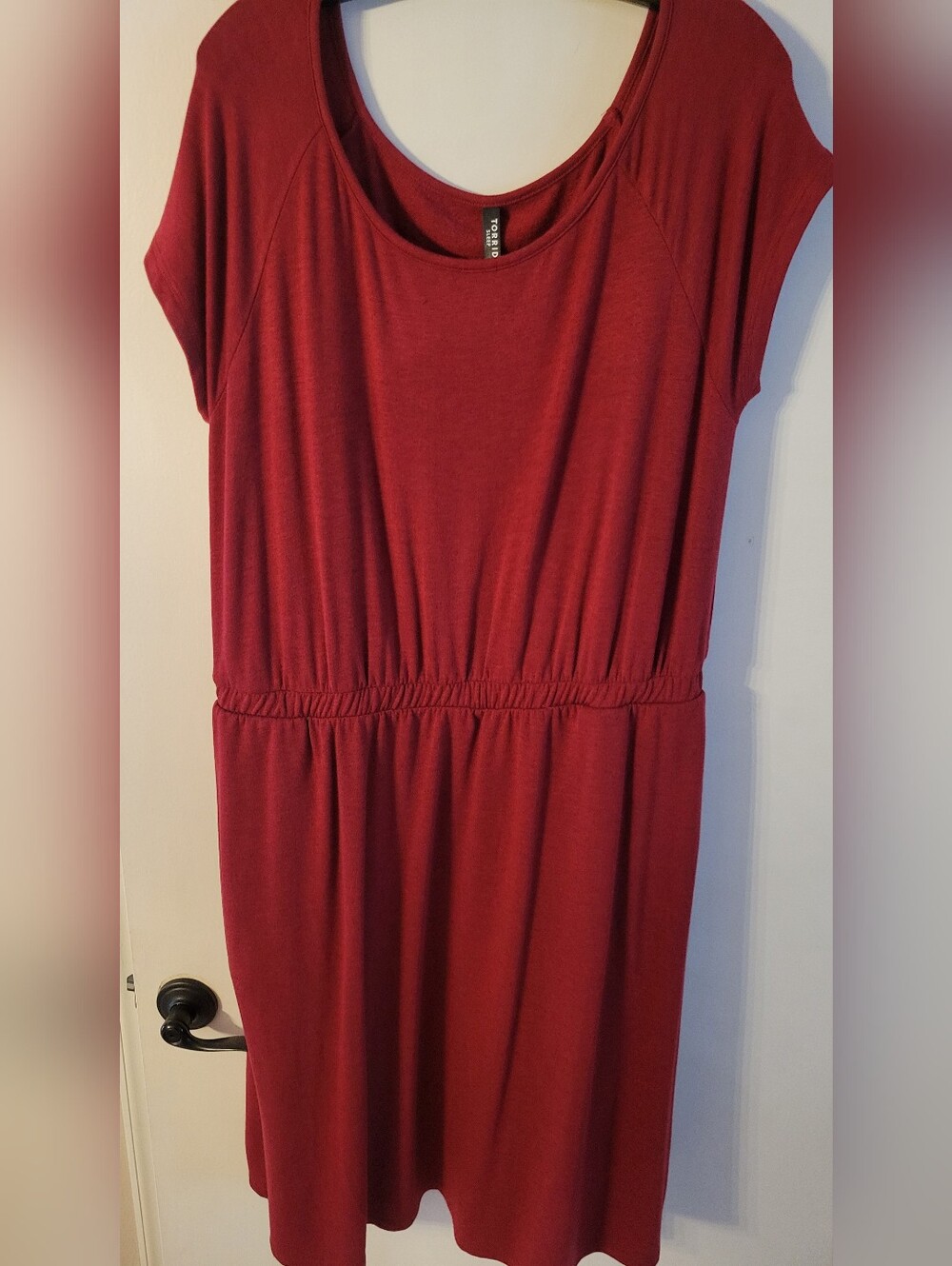 Torrid Short Sleeve Midi Dress in Deep Wine